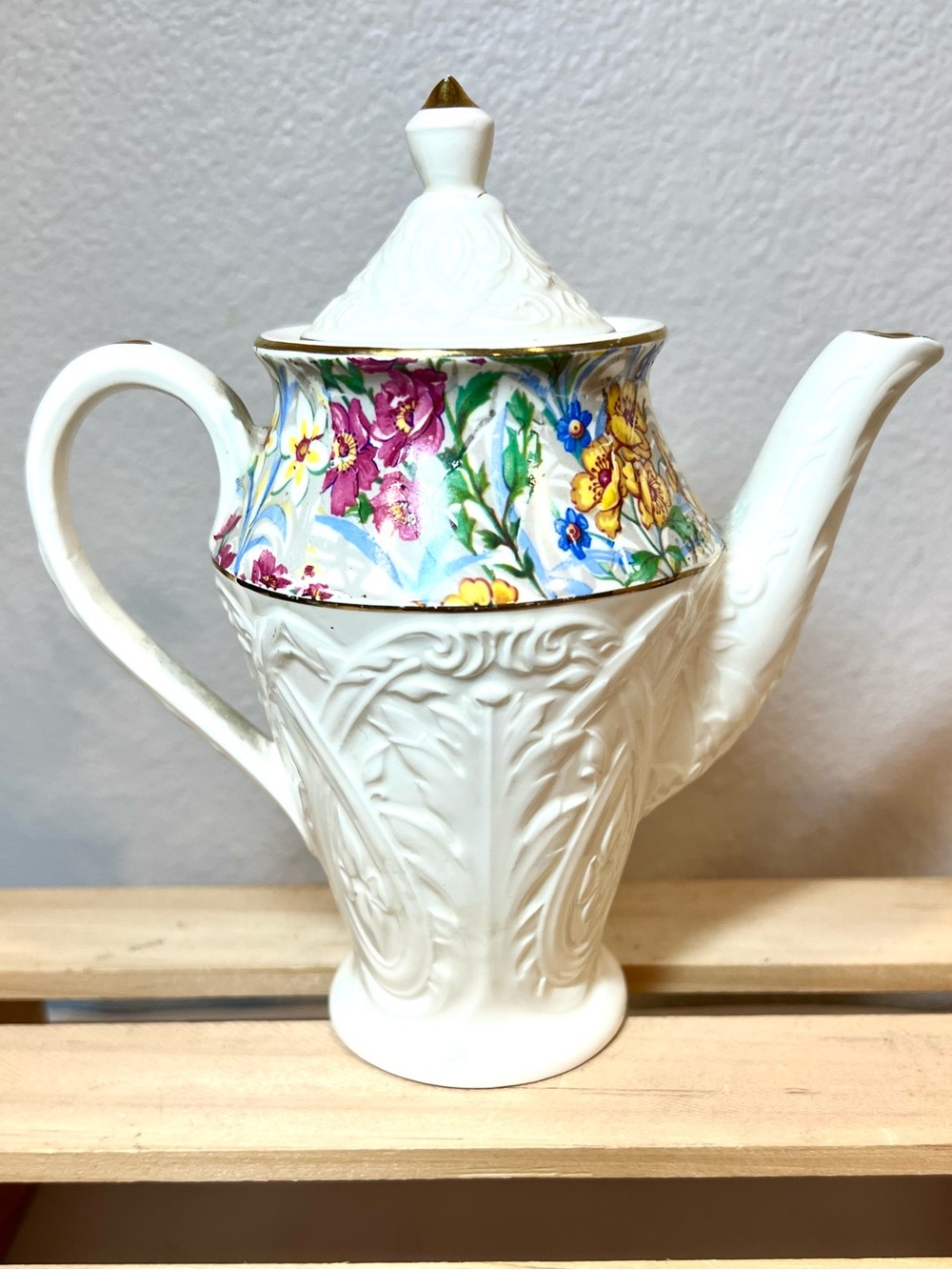 Rare VTG Erphila Brighton Cheery Chintz Mini Embossed Coffee Pot | 6”H | Repair